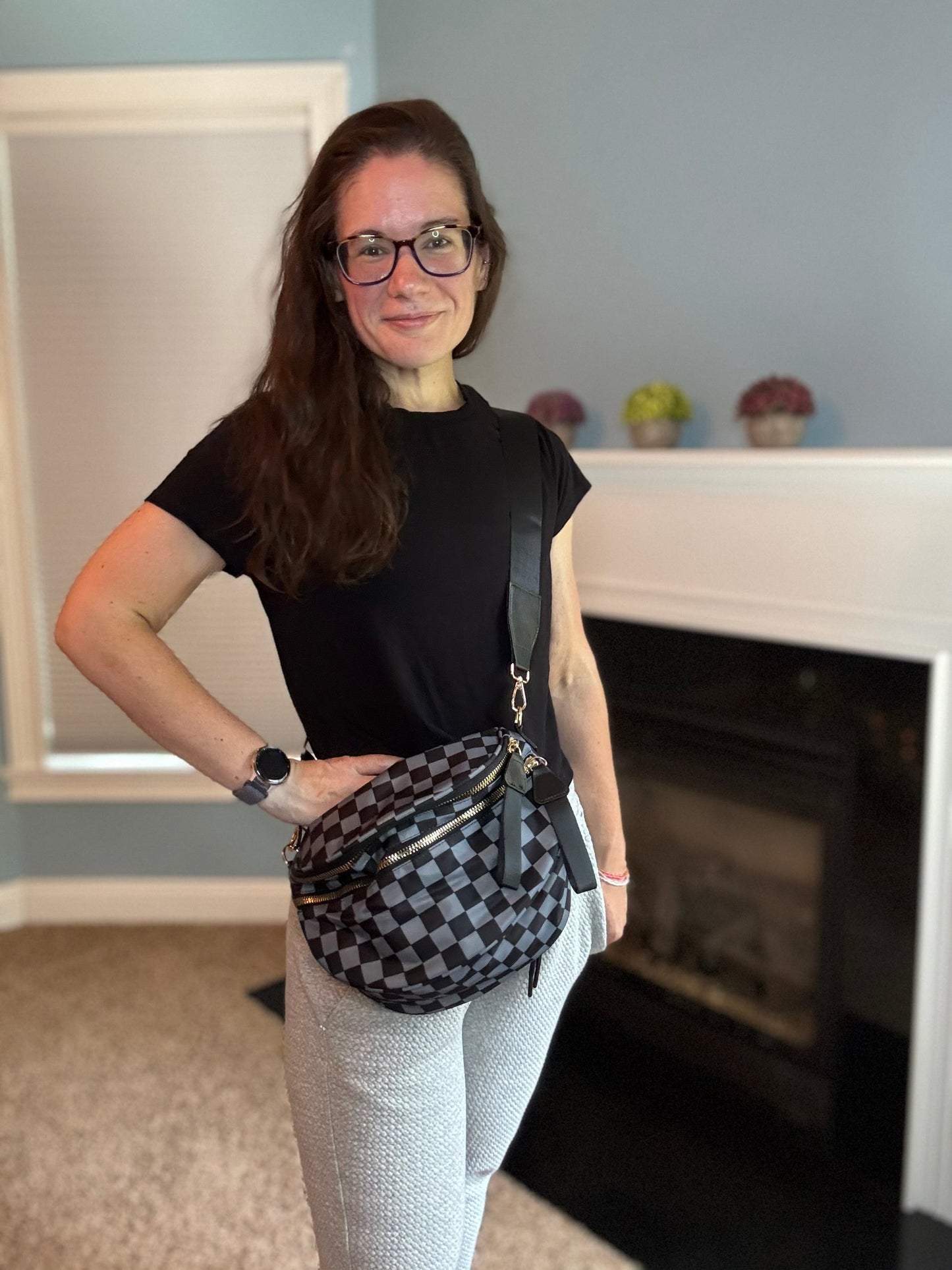 Roni - Nylon Crossbody - Black + Grey