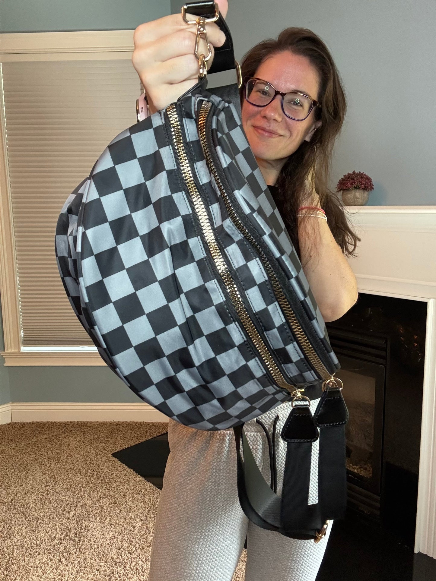 Roni - Nylon Crossbody - Black + Grey