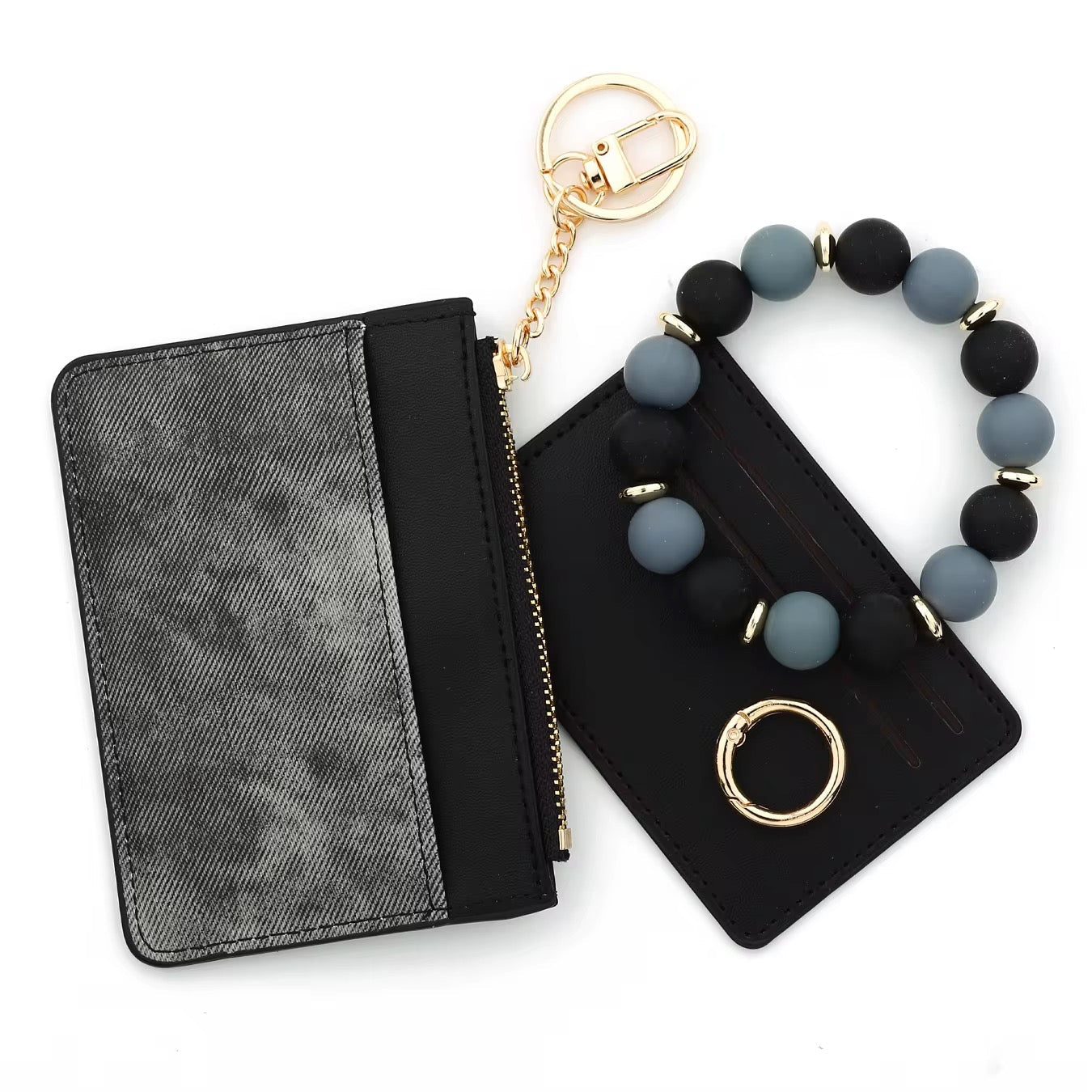 Denim Suede Bracelet Keychain & Card Holder - PREORDER 7/19-7/22