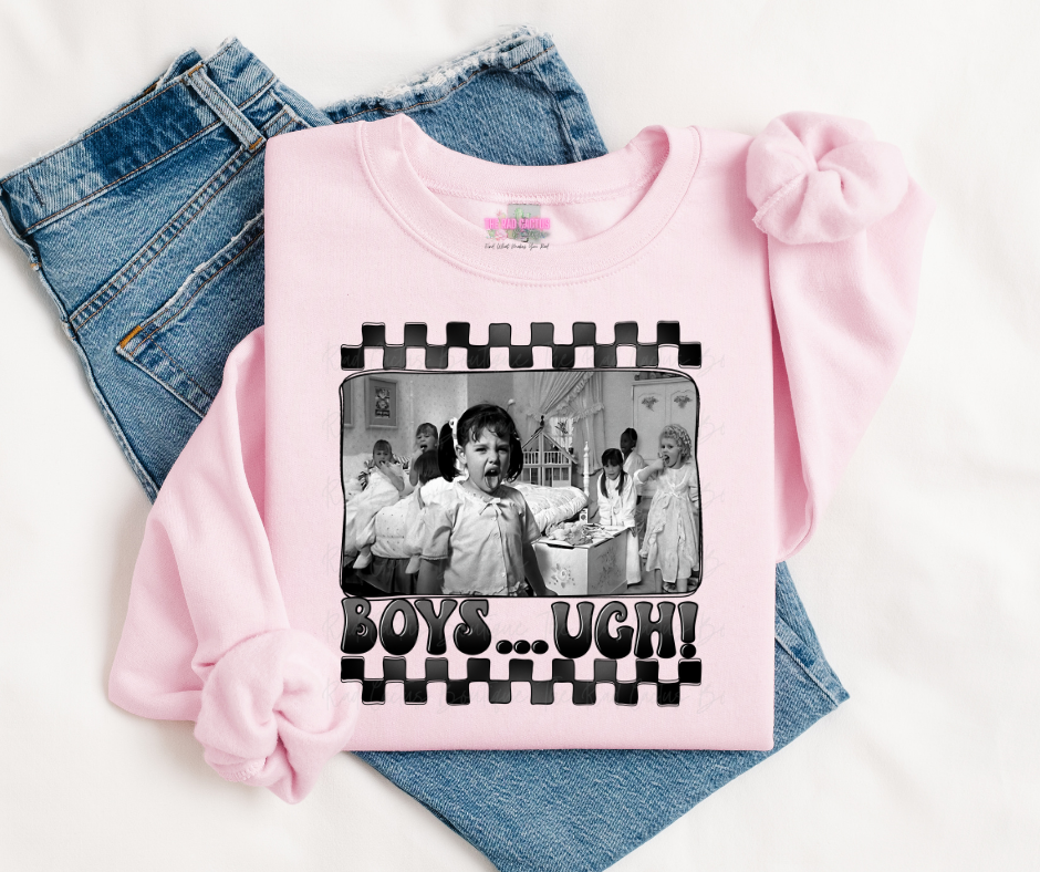 "Boys...UGH!" Retro Valentine Graphic Tee or Crewneck Sweatshirt