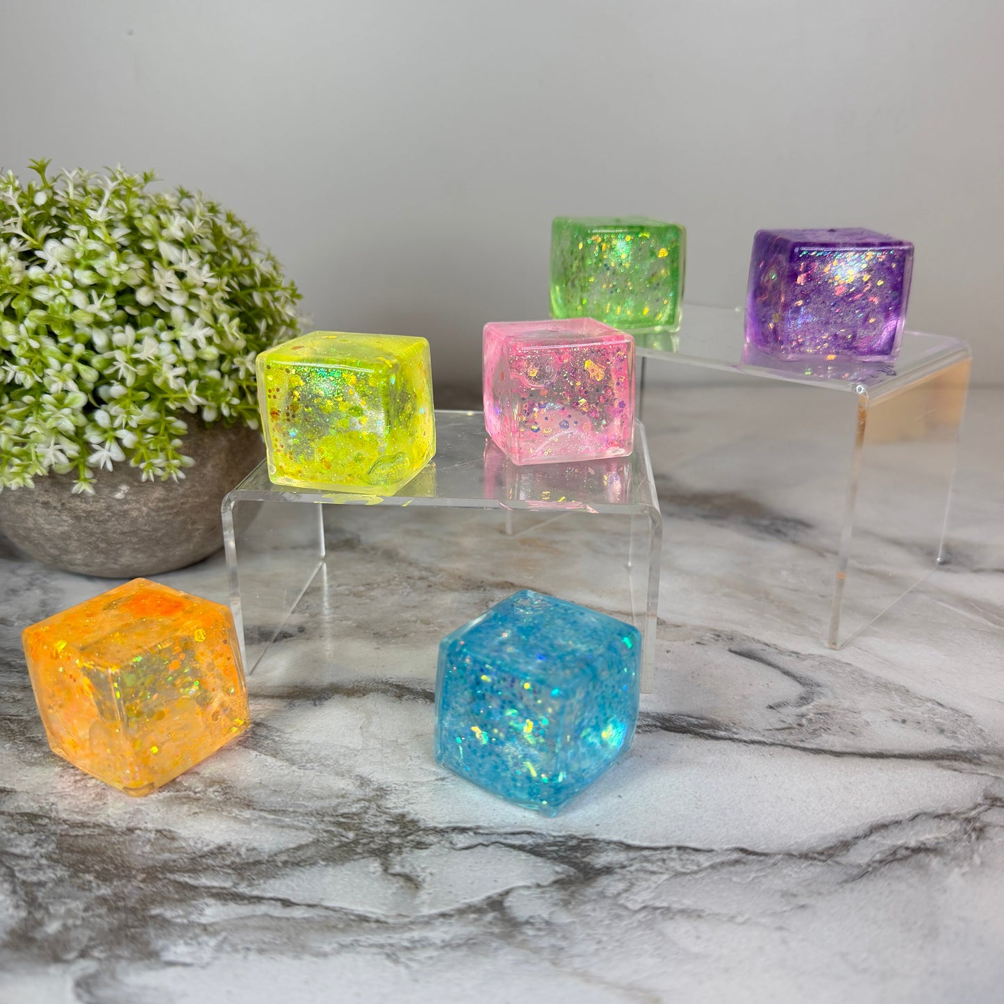 Squishy Toy - Glitter Cube