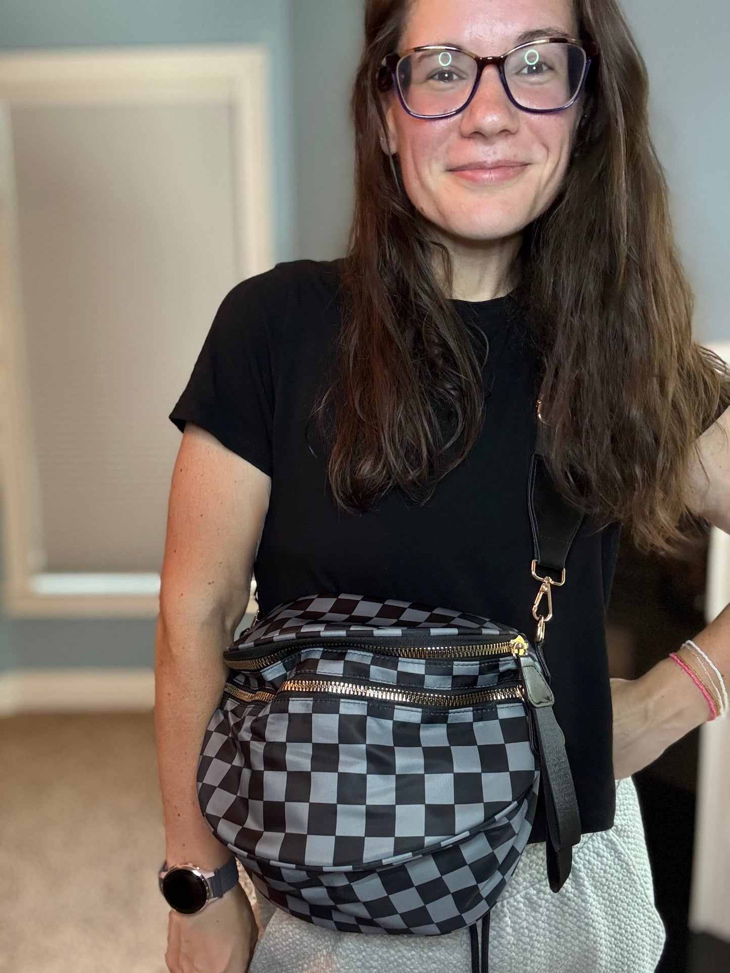 Roni - Nylon Crossbody - Black + Grey