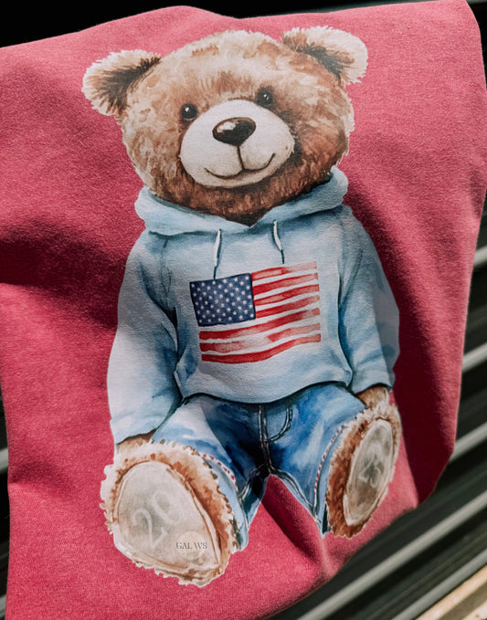 Teddy Bear USA Flag 2025 Tee/Sweatshirt