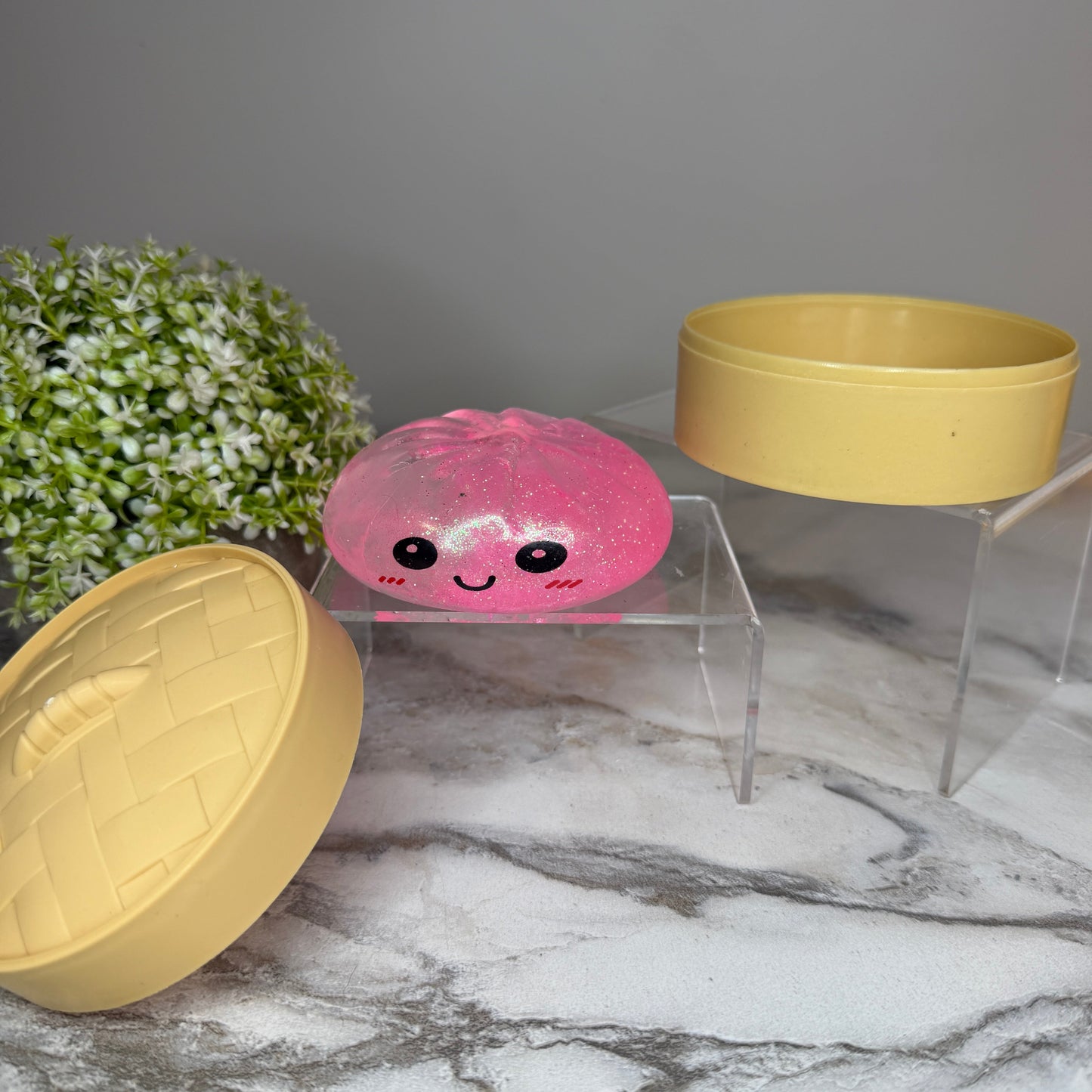 Squishy Toy - Viral Dumpling, Slow Rise Glitter - Pink