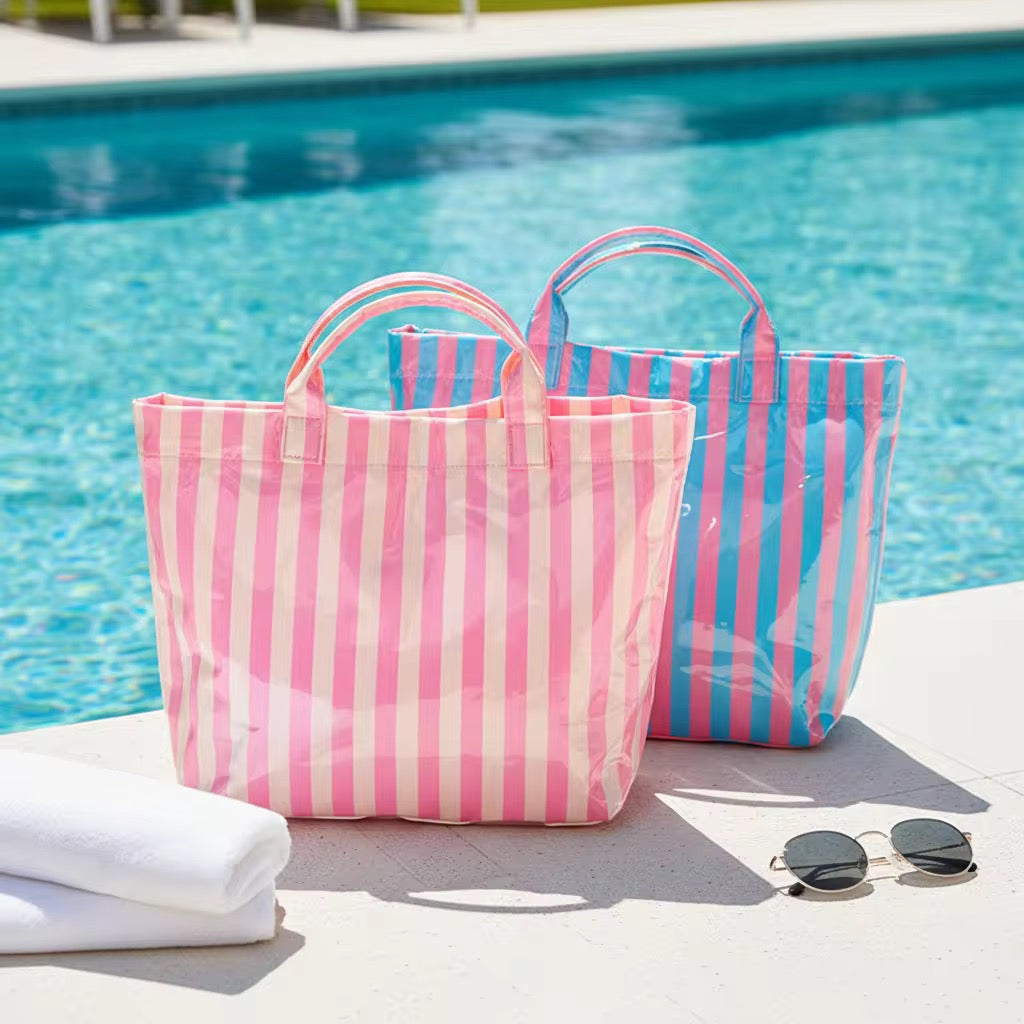 The April Vinyl Tote Bag - Stripes - PREORDER