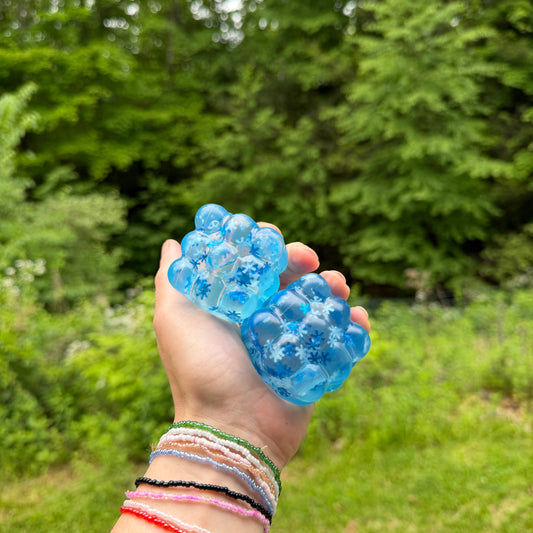 Squishy Toy - Blue Snowflake Cube - PREORDER