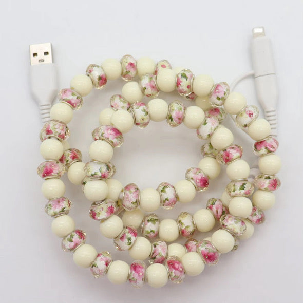 Charging Cord - Beaded - Clear Design - PREORDER 3/14-3/17