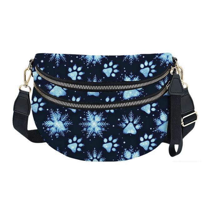 The Roni Nylon Crossbody - Christmas Paw Print Dog Snowflake