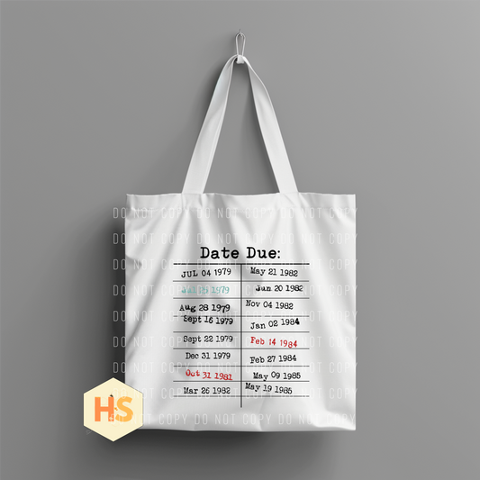Tote Bag - Library Date Due - PREORDER 7/8-7/11