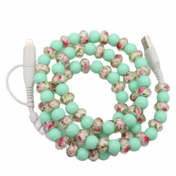 Charging Cord - Beaded - Clear Design - PREORDER 3/14-3/17