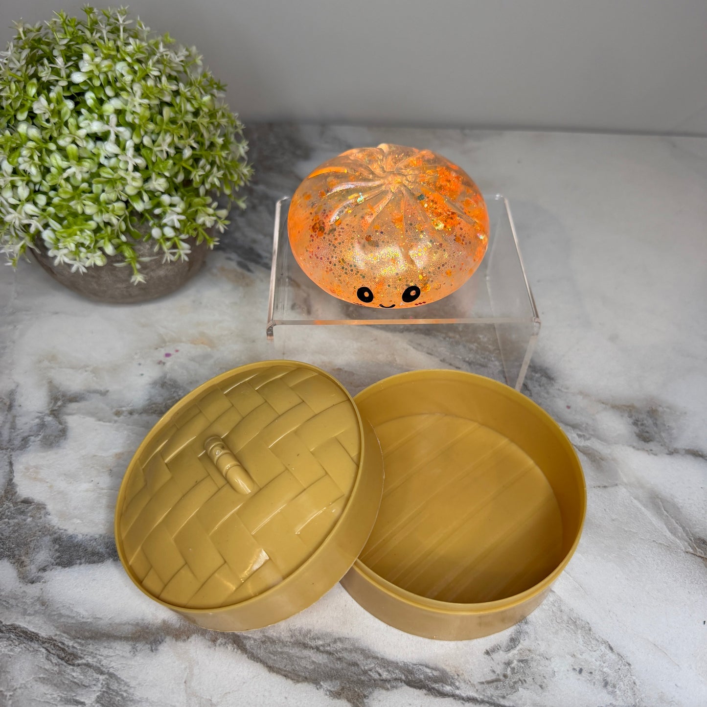 Squishy Toy - Viral Dumpling, Slow Rise Glitter - Orange