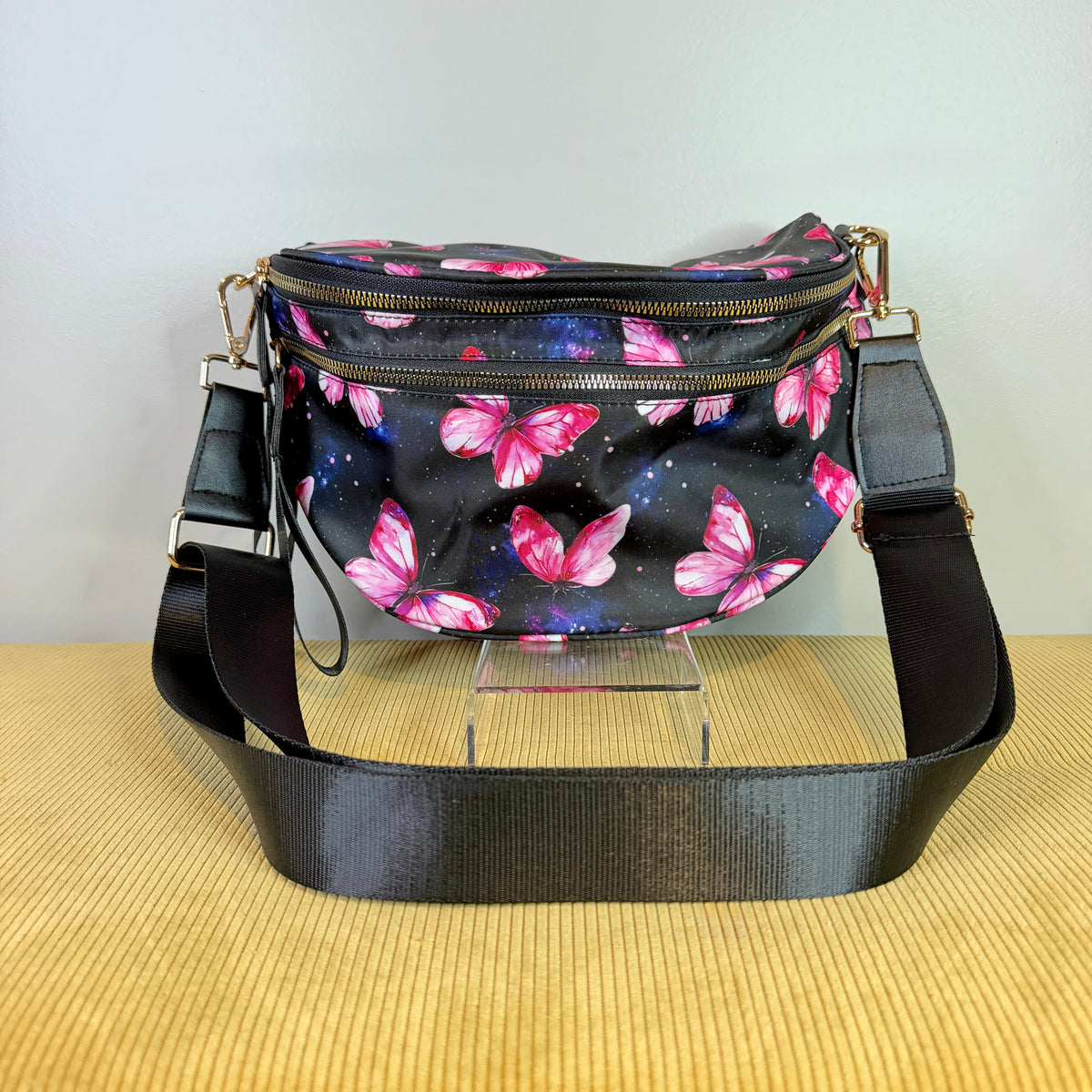 The Roni Nylon Crossbody - Butterfly Pink Galaxy