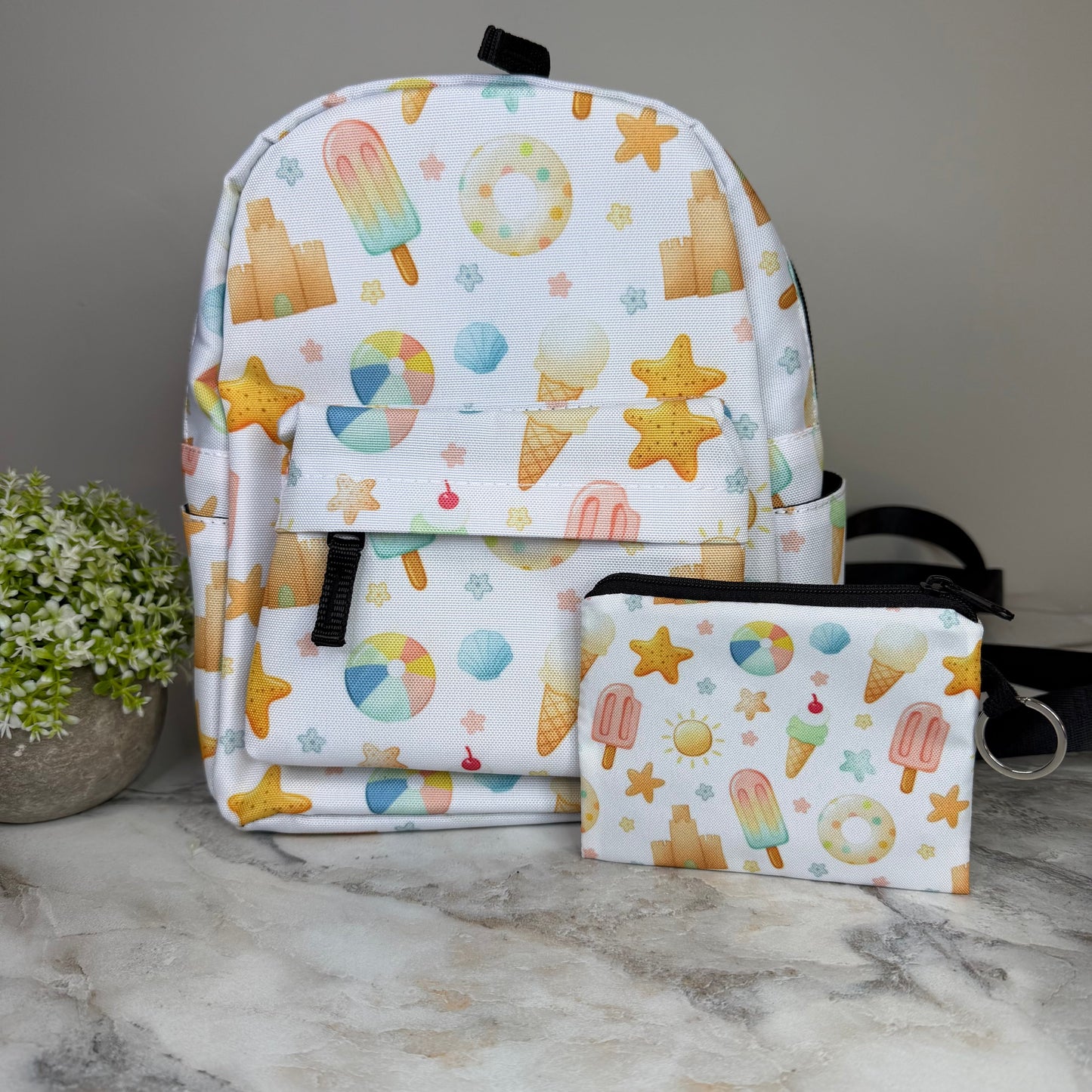 Mini Backpack, Pouch, & Mini Pouch Bundled Set - Sand Castle