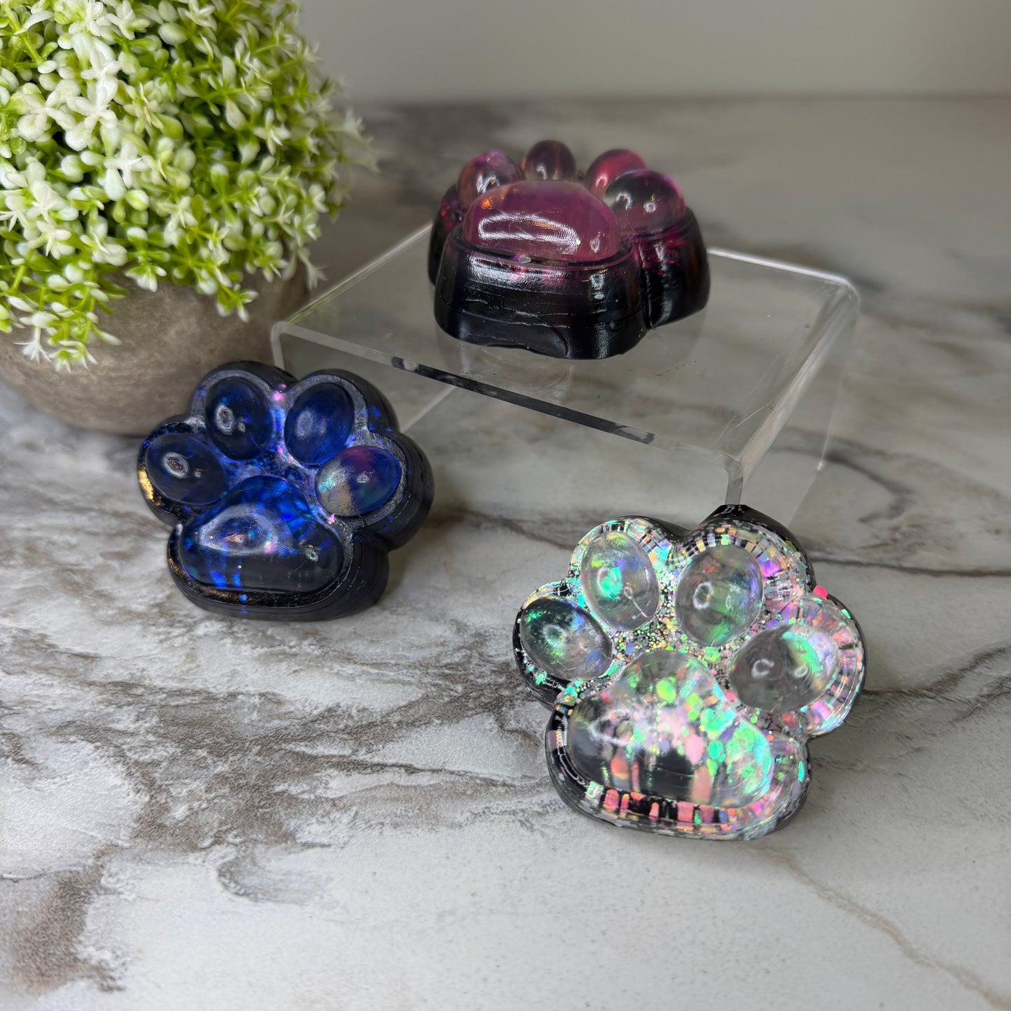 Squishy Toy - Paw Print, Galaxy Glitter
