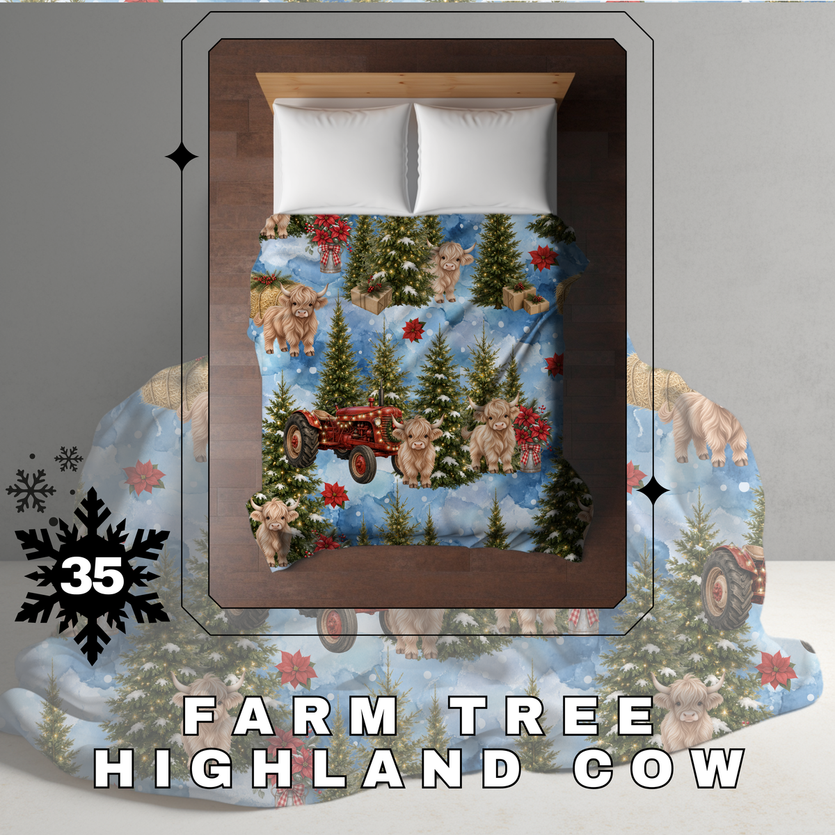 Blanket Christmas #35 - Farm Tree Highland Cow - PREORDER (Copy)