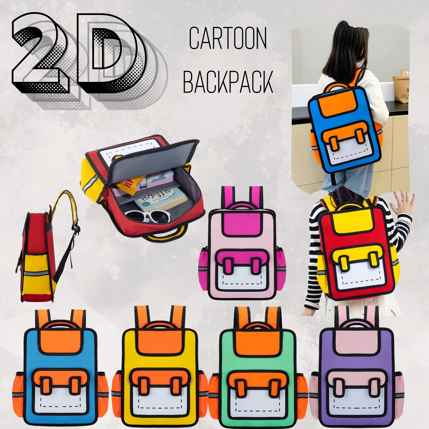 Backpack - 2D Cartoon - PREORDER 3/18-3/21