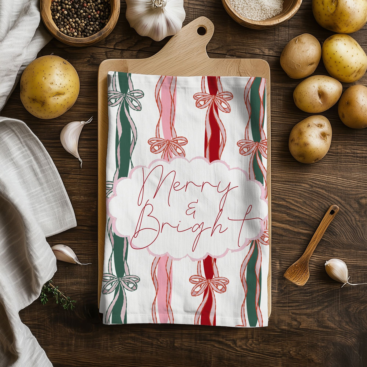 Chic holiday kitchen towel design
Refined Christmas kitchen decor bow
Designer bow Christmas accessories
Christmas aesthetic home decor towel
Pretty Christmas kitchen towel bow
Designer holiday kitchen towel ribbon