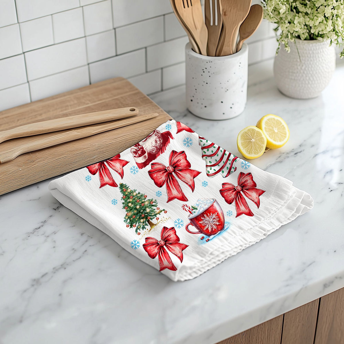 Glitter Christmas home decor kitchen
Sparkle bow Christmas kitchen towel
Glitter Christmas kitchen essentials