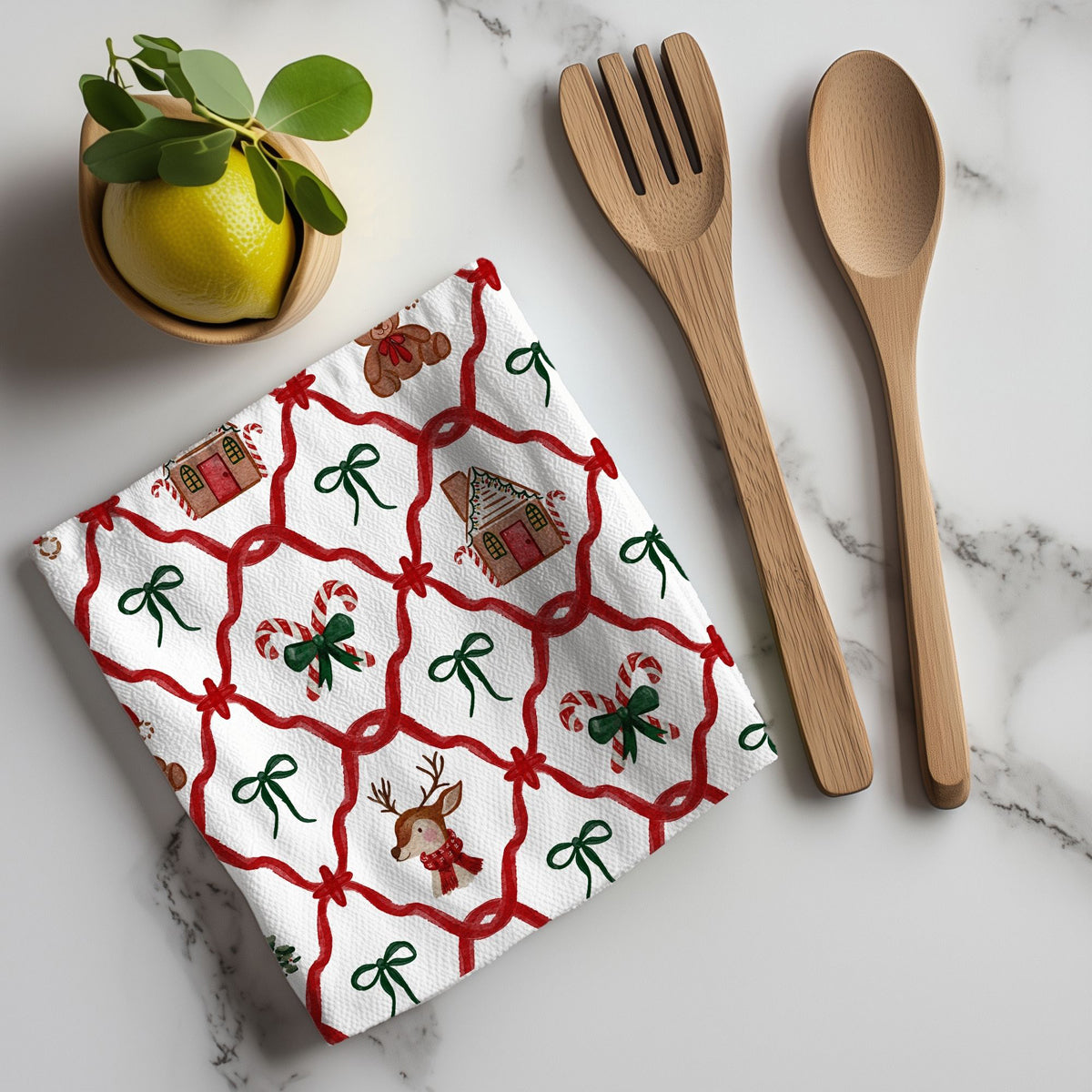 Heritage Christmas kitchen towel
Gingerbread house kitchen towel
Reindeer Christmas kitchen towel
Teddy bear Christmas kitchen decor