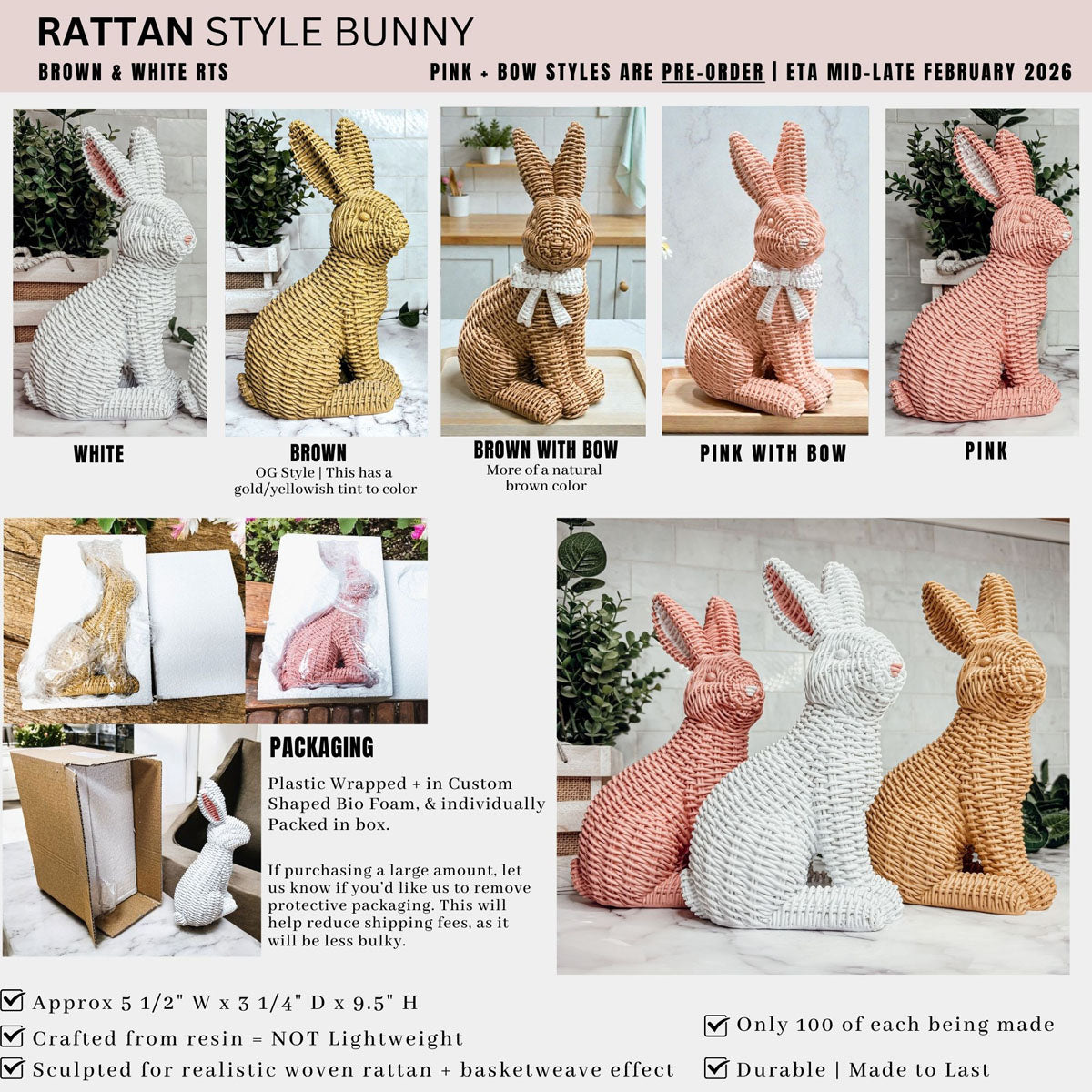 Basketweave Resin Easter Bunny