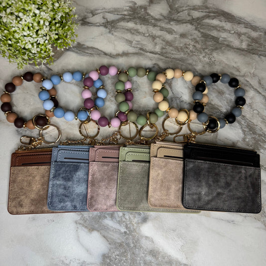 Denim Suede Bracelet Keychain & Card Holder - PREORDER 7/19-7/22