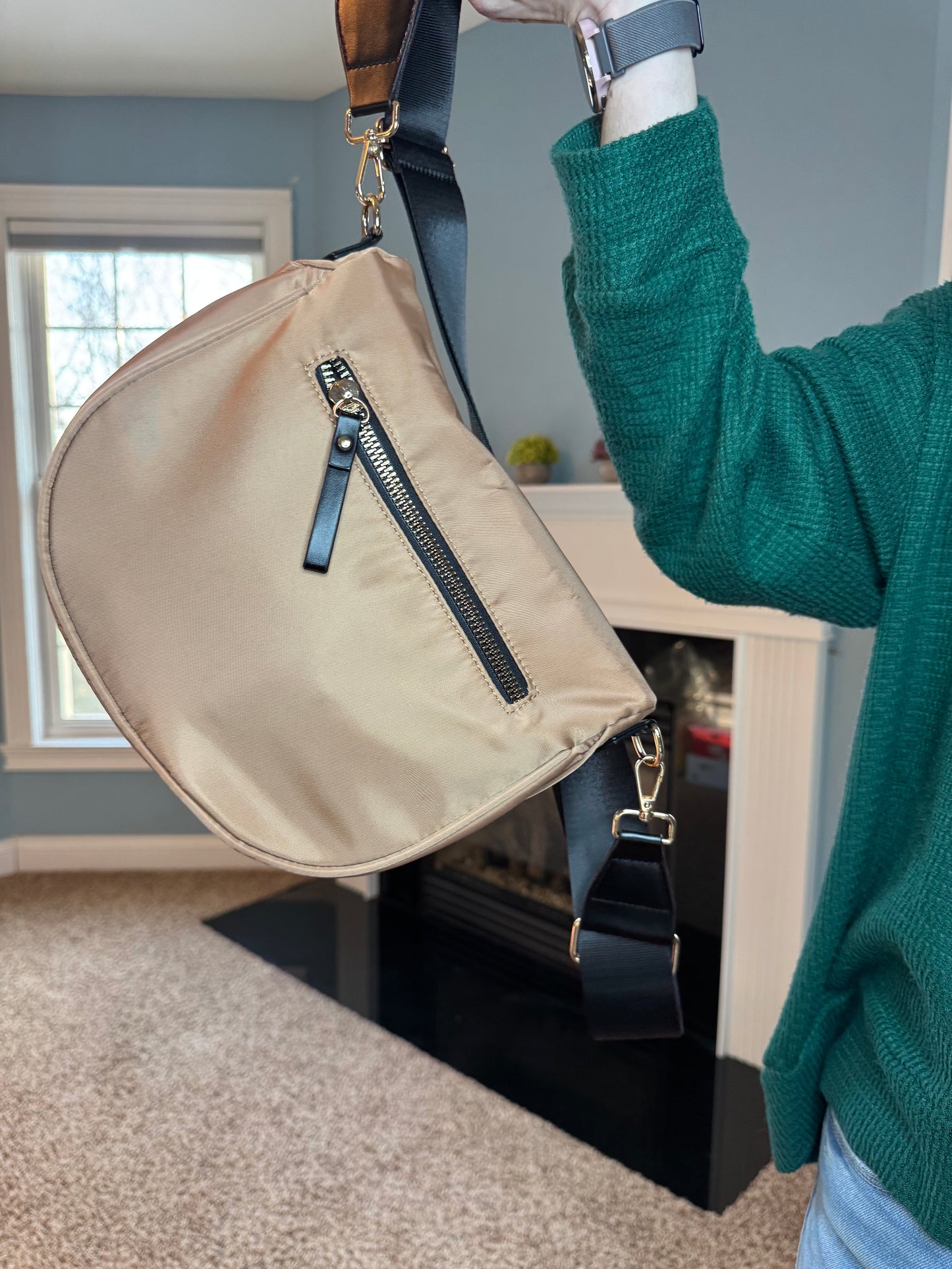 The Roni Nylon Crossbody - Peach + Black - PREORDER