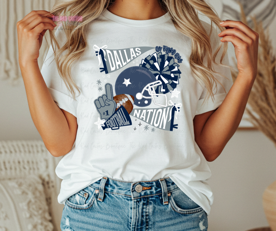 Dallas Game Day Graphic Tee or Crewneck Sweatshirt Custom Team Shirt