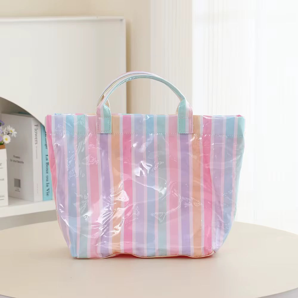 The April Vinyl Tote Bag - Stripes - PREORDER