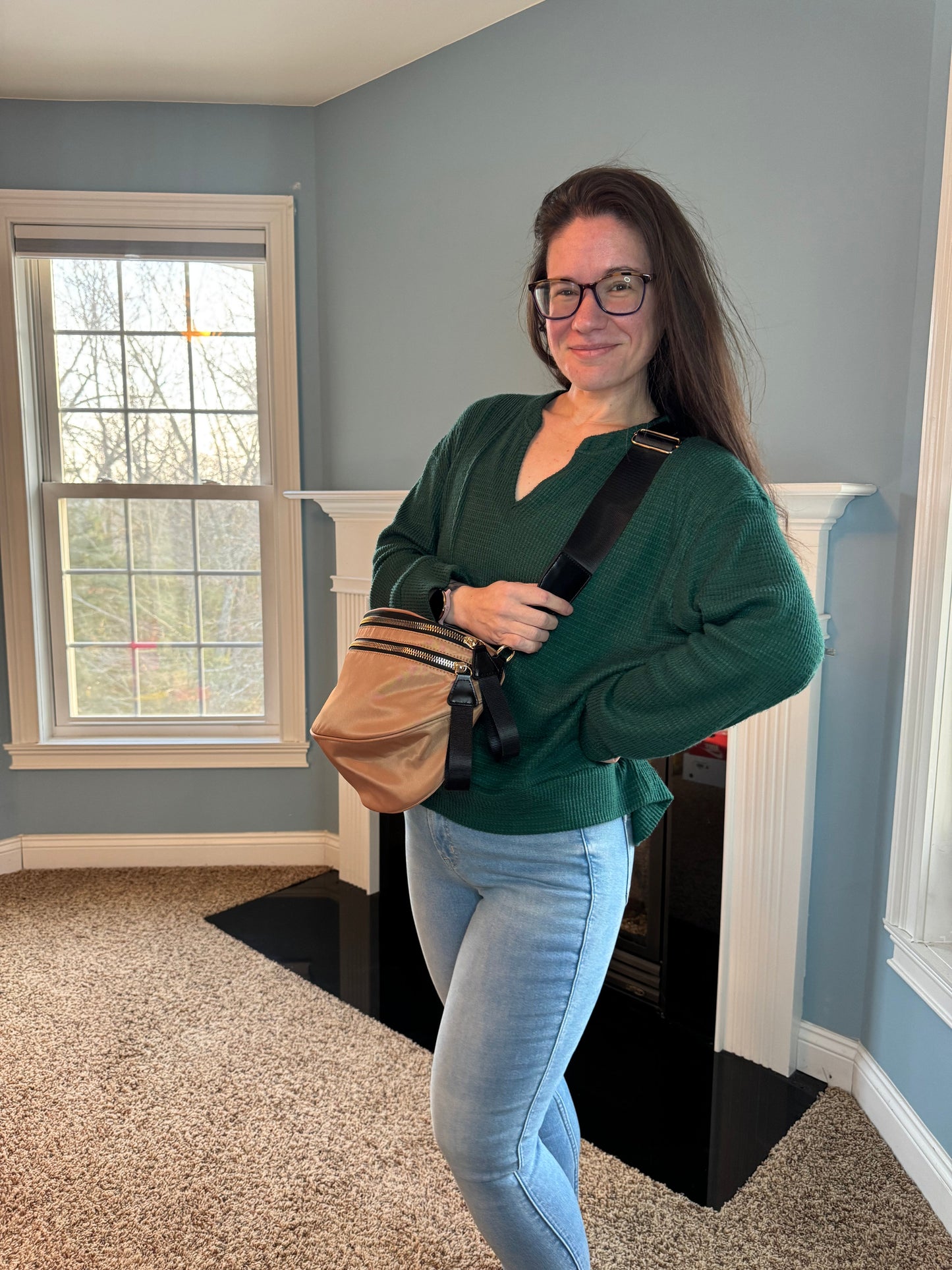 The Roni Nylon Crossbody - Peach + Black - PREORDER