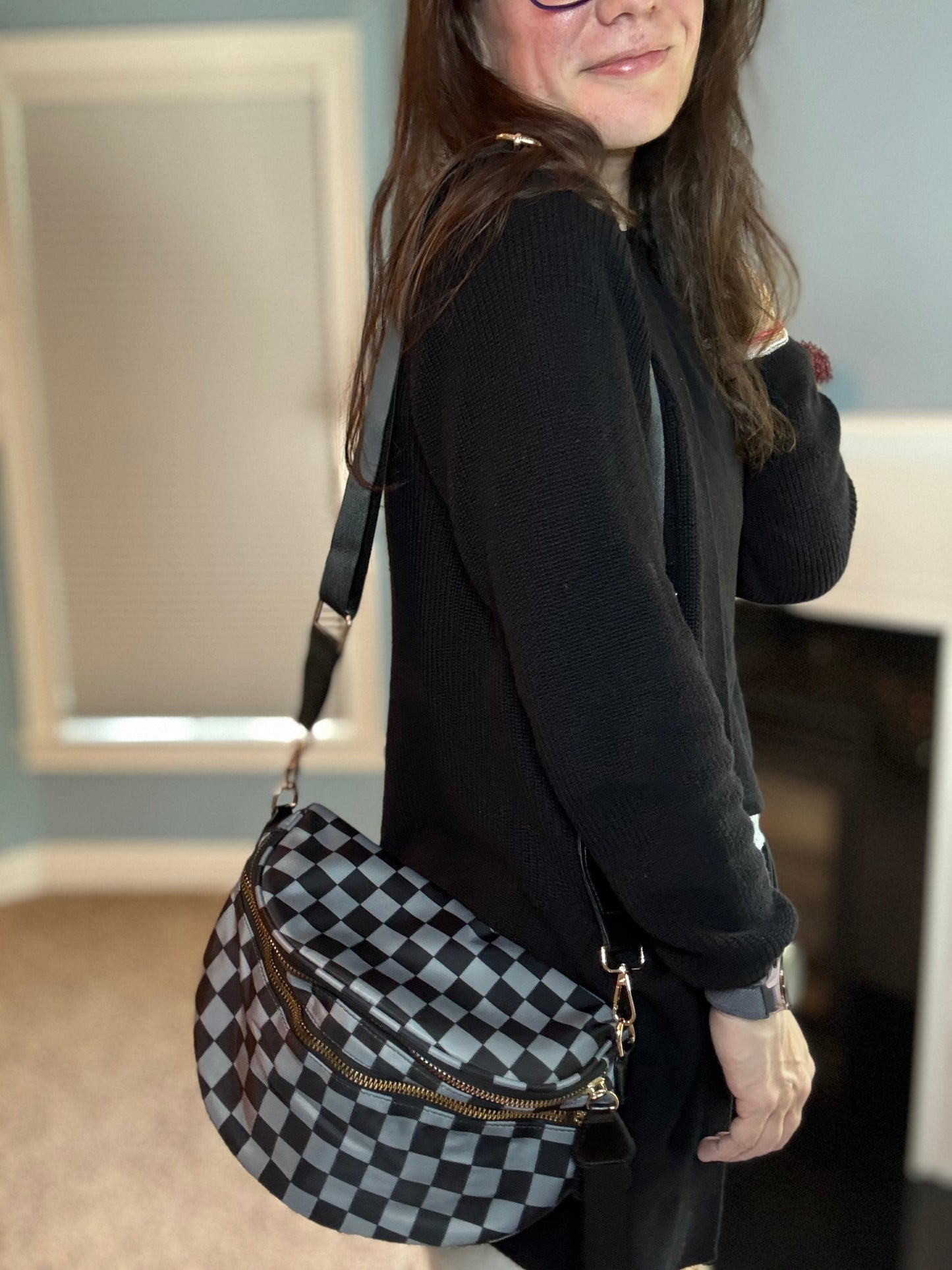 Roni - Nylon Crossbody - Black + Grey