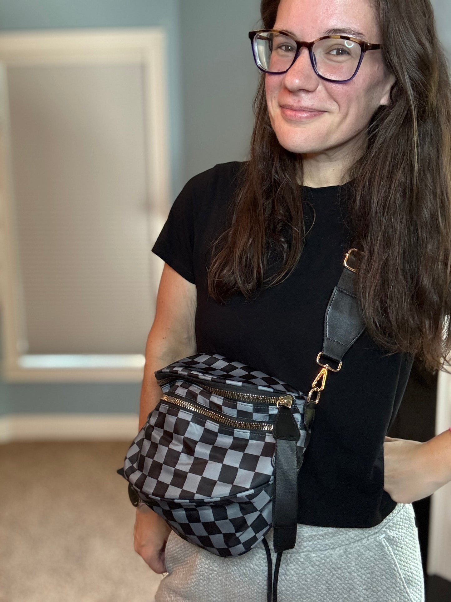 Roni - Nylon Crossbody - Black + Grey