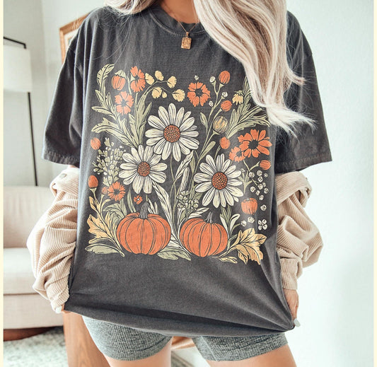 Floral Pumpkin Tee (Comfort Colors)