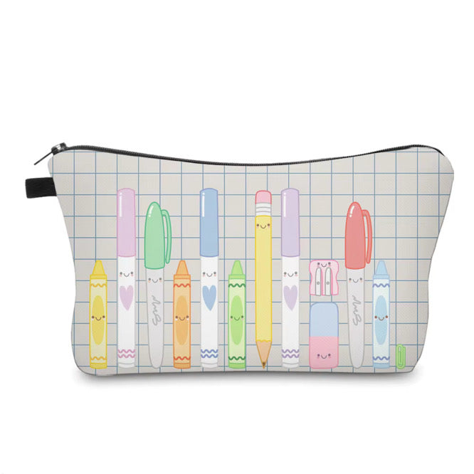 Pouch - Writing Utensils Markers on Grey