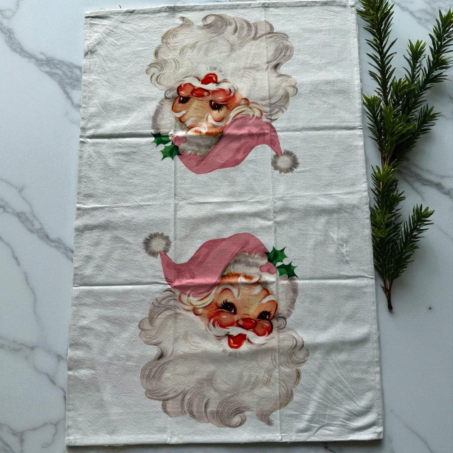 Vintage Pink Santa Towel