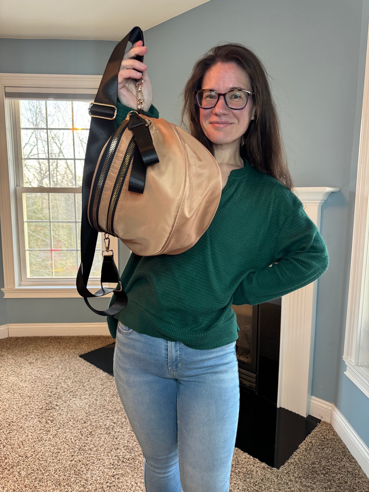 The Roni Nylon Crossbody - Peach + Black - PREORDER