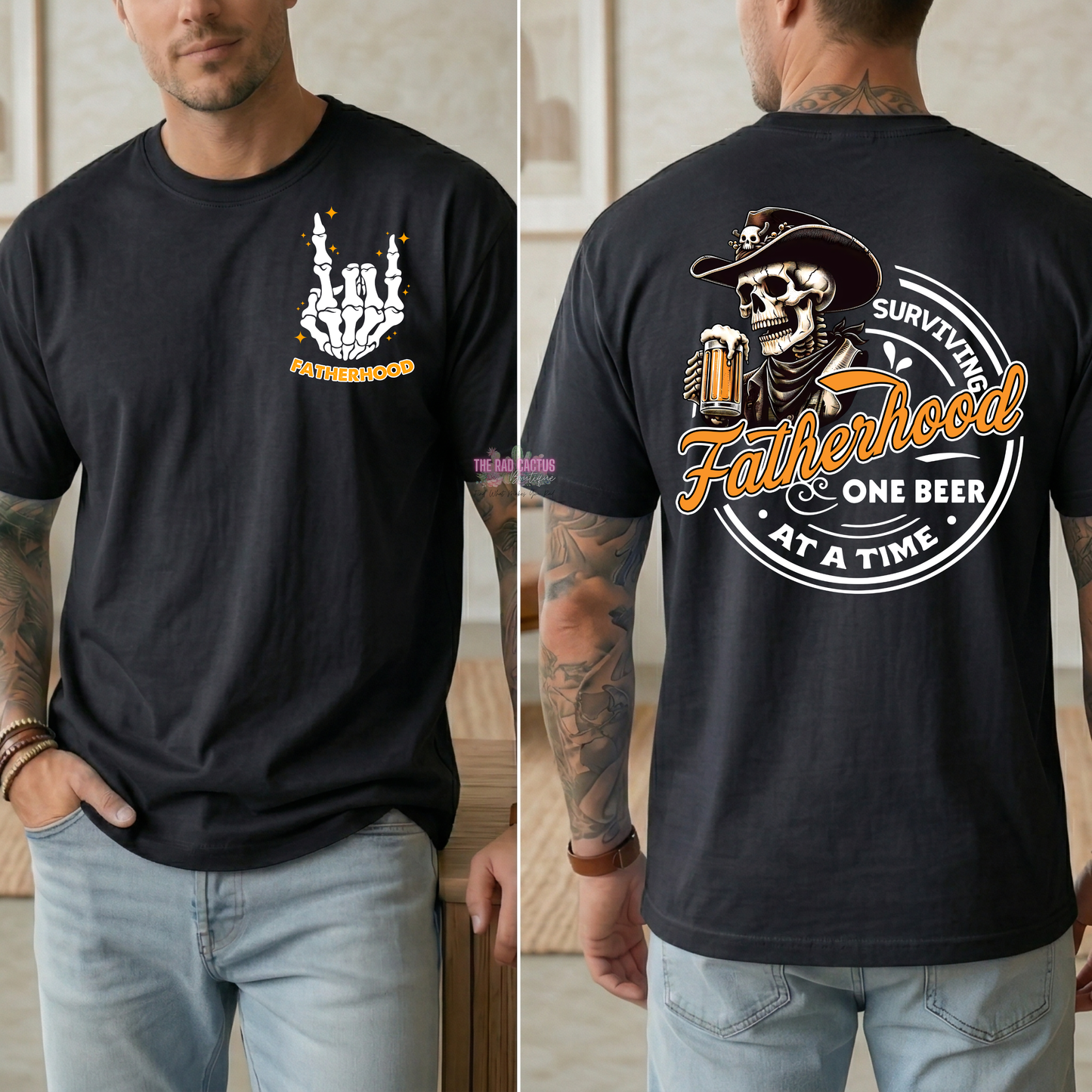 Fatherhood Skull Graphic Tee or Crewneck Sweatshirt