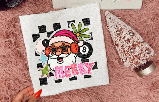 Checker Merry Santa Groovy Tee/Sweatshirt