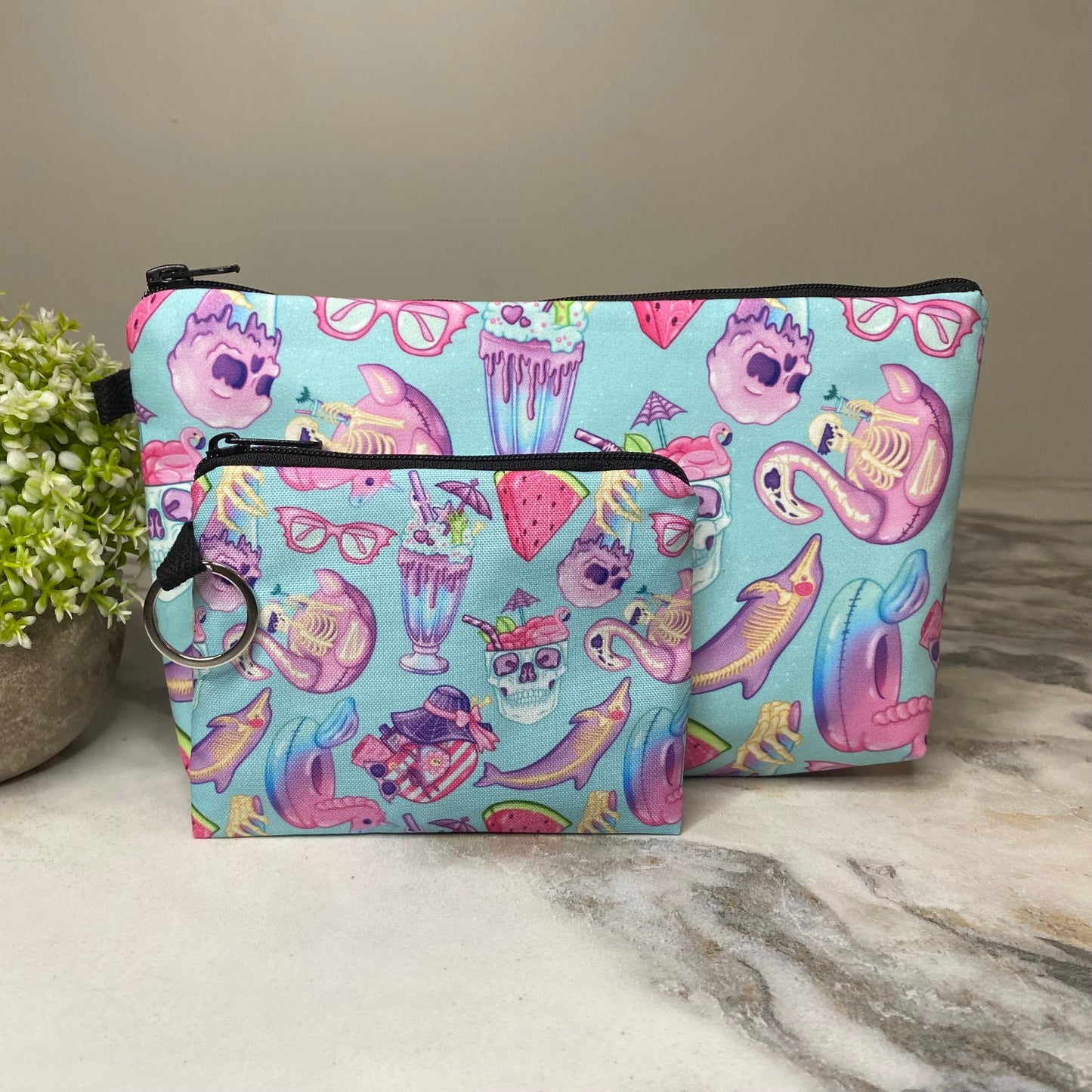 Mini Backpack, Pouch, & Mini Pouch Bundled Set - Skeleton Summer