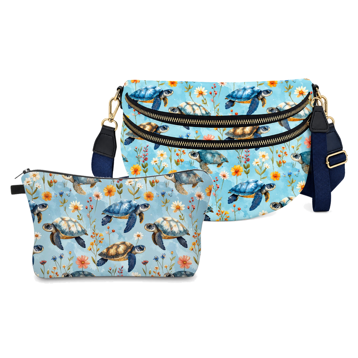 Bundled Set - Roni & Pouch - Turtle Floral