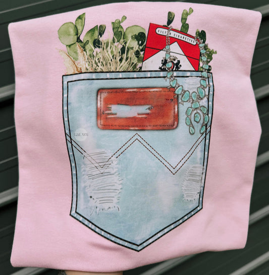 Jean Pocket With Patch Tee/Sweatshirt