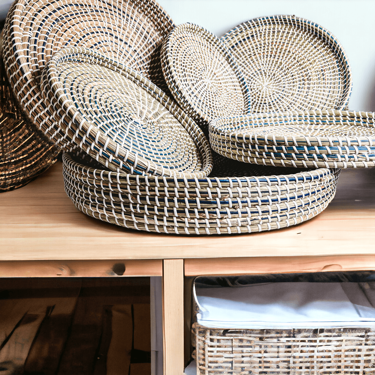 Beach House Table Centerpieces, Basket Tray Sets