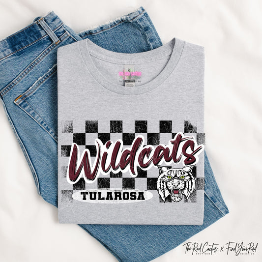 Tularosa Wildcats Checkerboard Graphic Tee or Crewneck