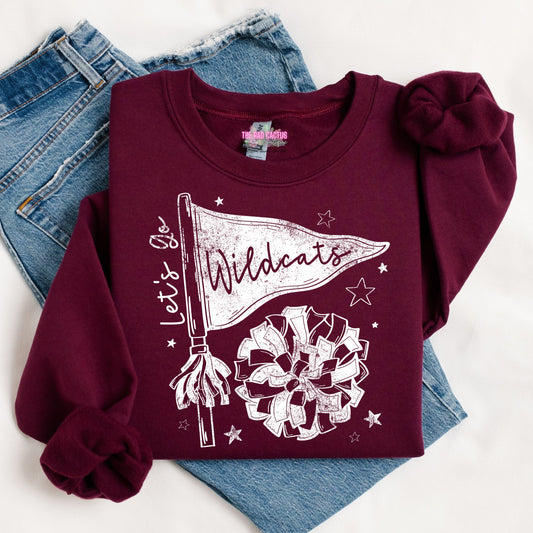 Let’s Go Wildcats Pennant & Pom Graphic Tee or Crewneck
