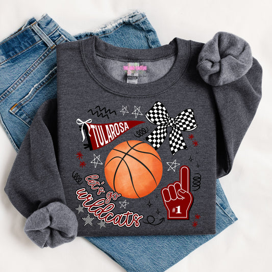 Tularosa Wildcats Basketball Collage Graphic Tee or Crewneck