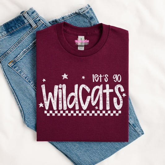Let’s Go Wildcats Checkerboard Graphic Tee or Crewneck