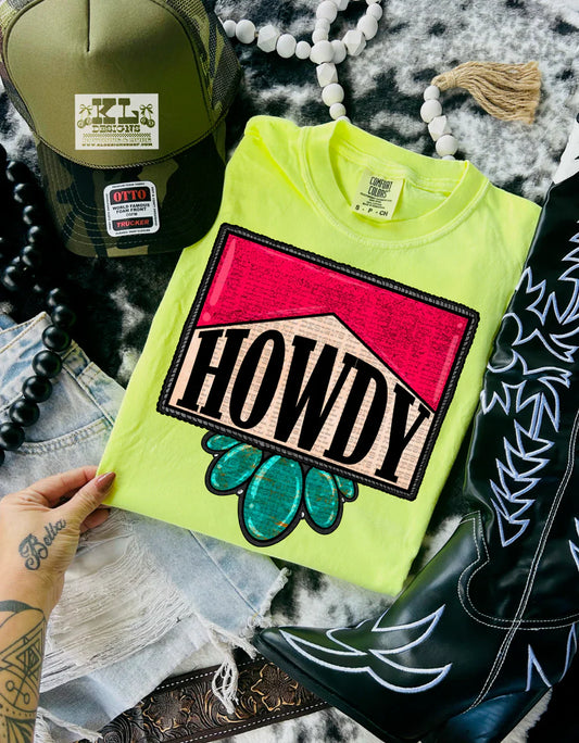 Howdy Hot Pink & Turquoise Tee/Sweatshirt