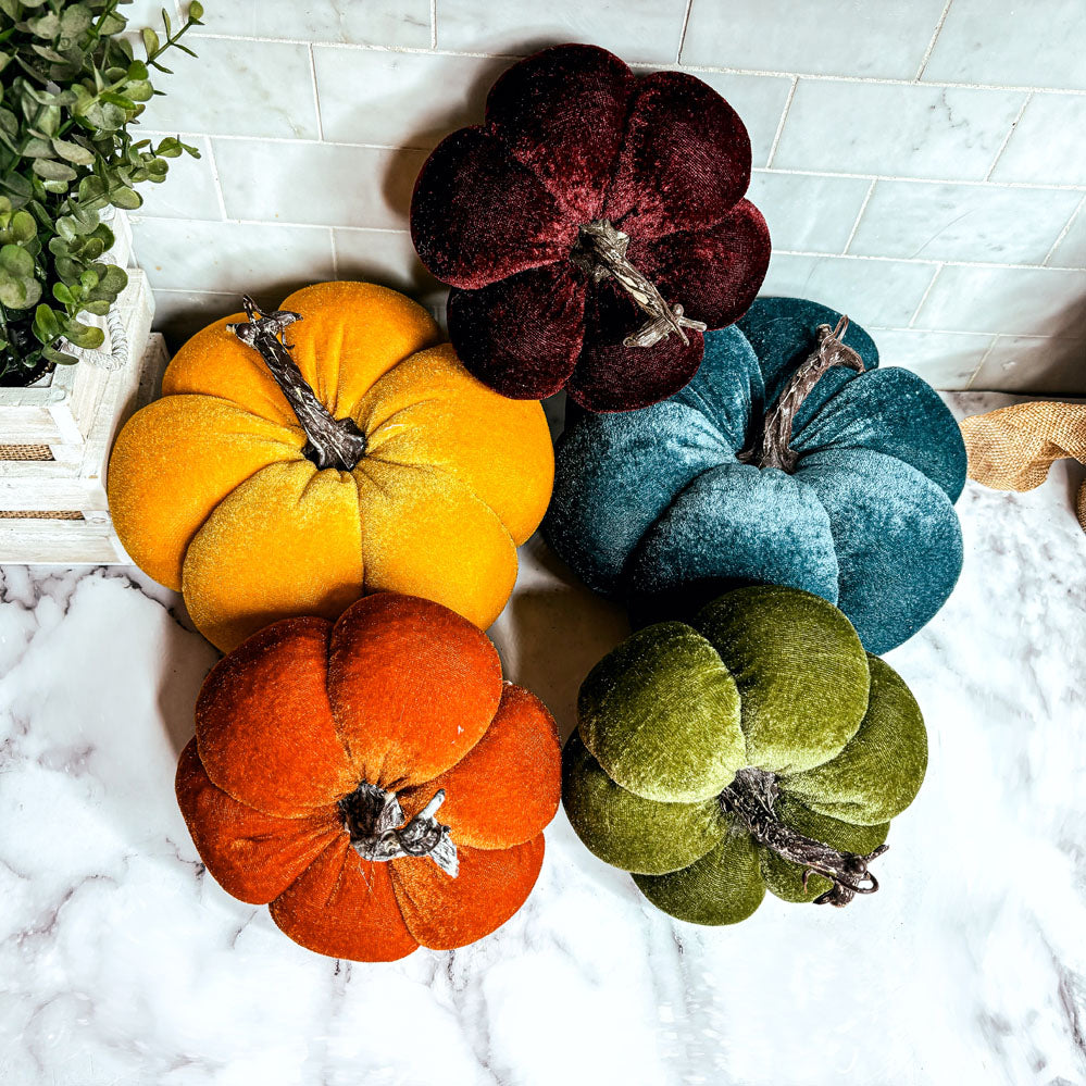 Decorative velvet pumpkins
velvet pumpkins decor
velvet pumpkin decorations
velvet pumpkins with stems

