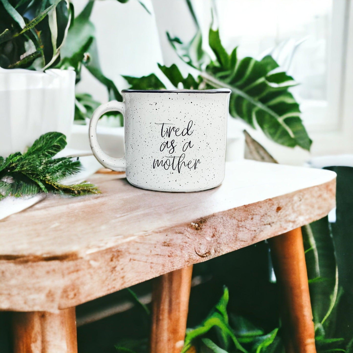 Tired as a Mother Mug Black Rim