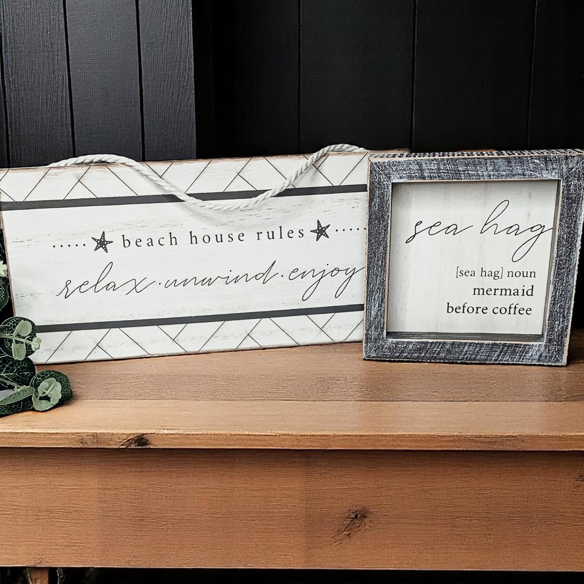 Beach house kitchen wall decor sign
Coastal coffee bar wooden sign