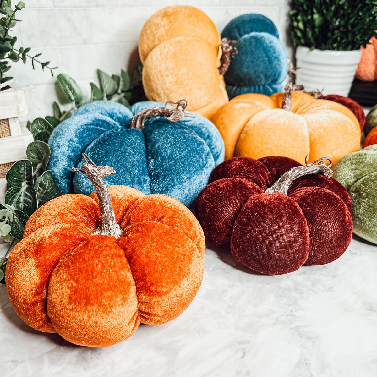 Fabric Orange Pumpkin Decor
Super Soft pumpkins with stems
Real stem fabric pumpkins handmade

